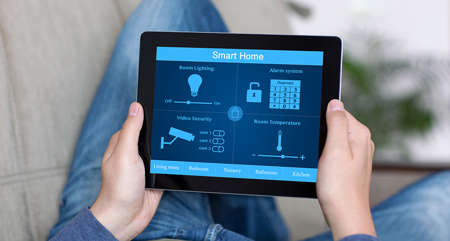 The ability to access and control security components from a mobile device is one of the top smart home trends in Lincoln. Close-up of smart home security app.